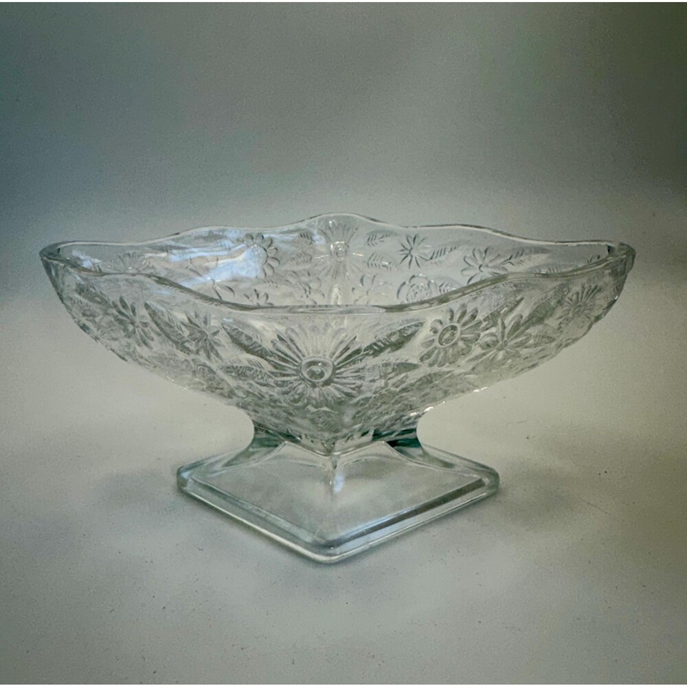 Indiana Glass Compote/Candy Dish Clear Glass Diamond Shape